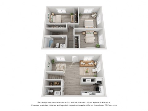 3 Bed 1 Bath Floor Plan | 1,190 Sq. Ft. 3 Bed 1 Bath Floor Plan | 1,190 Sq. Ft. at Balfour Chastain, Sandy Springs, GA